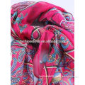 Women Long Style Plant Print Pattern Rose Silk Scarf Real printed silk scarf